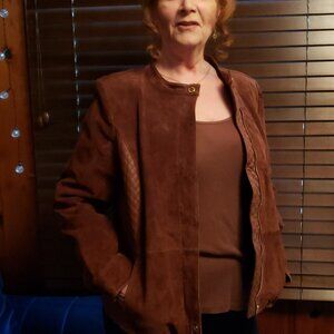 New Isaac Mizhahi Rust color Suede Size 16 Leather Jacket